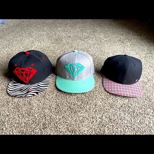 3 baseball hats